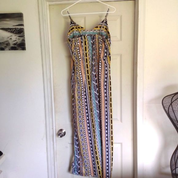 Colorful Geometric pattern V neck Sheth dress size S - Picture 5 of 6